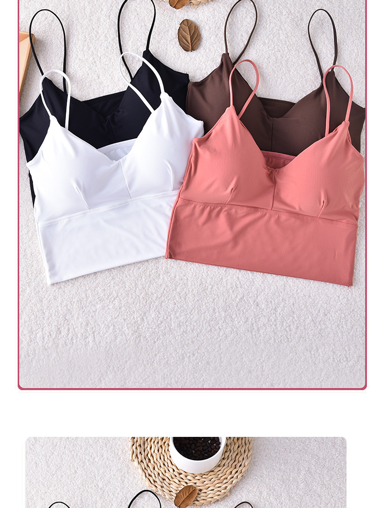 韩国冰丝速干美背吊带抹胸无痕运动文胸中长款裹胸少女打底小背心