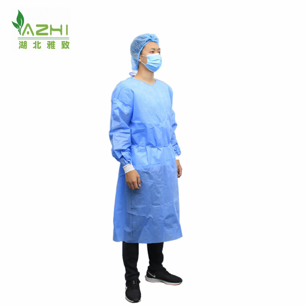 一次性无纺布sms隔离衣加厚绑带防尘针织袖口工作服