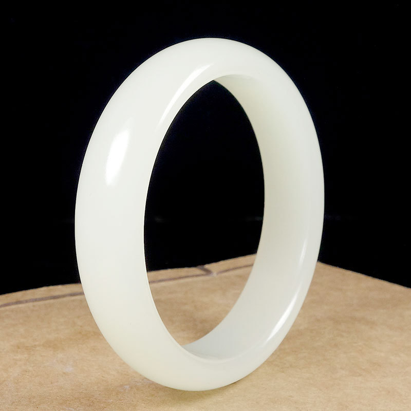 初沐 外蒙料白玉手镯女款玉镯批发