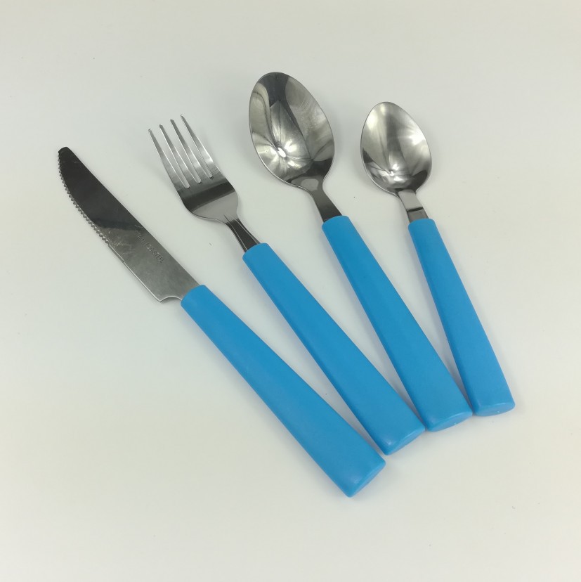 Plastic Handle Tableware without Flat Handle Table Knife Fork Spoon Tea Spoon Set 6PCs Factory Wholesale