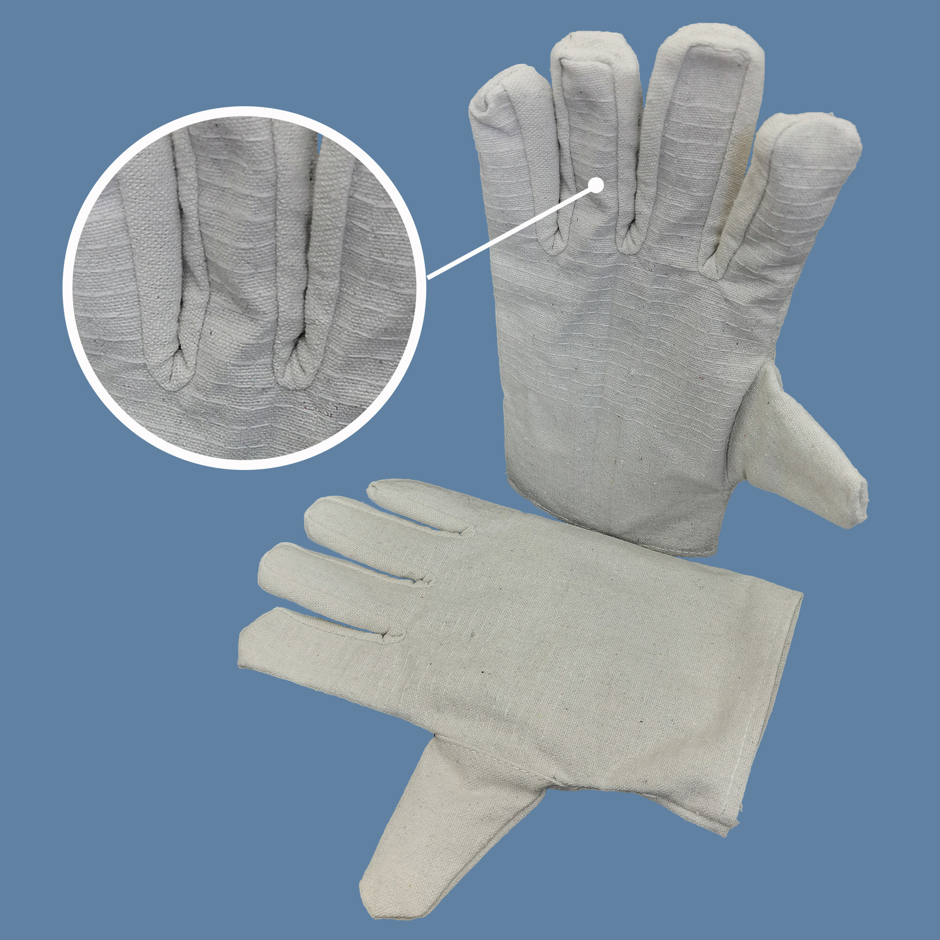 帆布手套加厚布料 24线夯实 白色 全里衬耐磨不开线 劳动防护手套