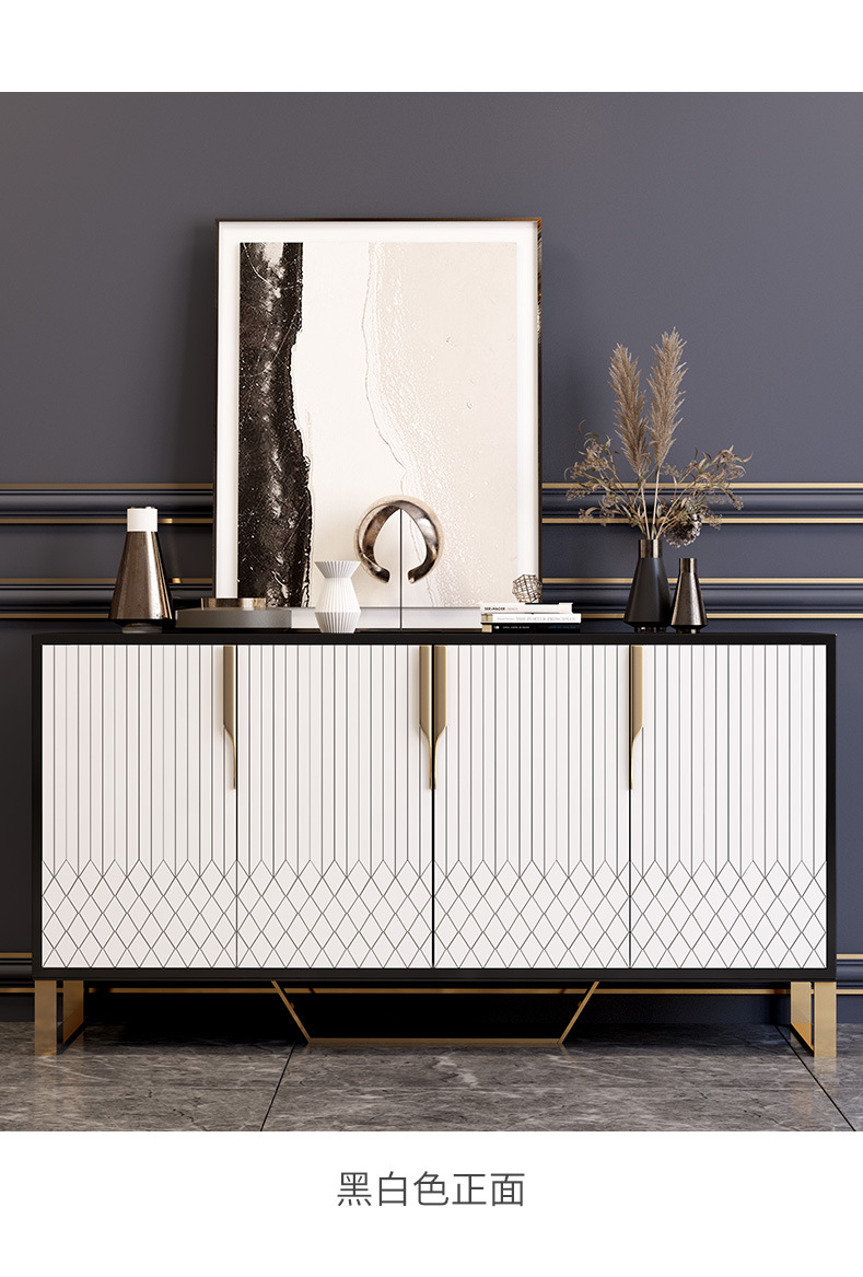 美式轻奢风餐边柜大理石现代简约客厅玄关柜进门入户餐厅柜子边柜