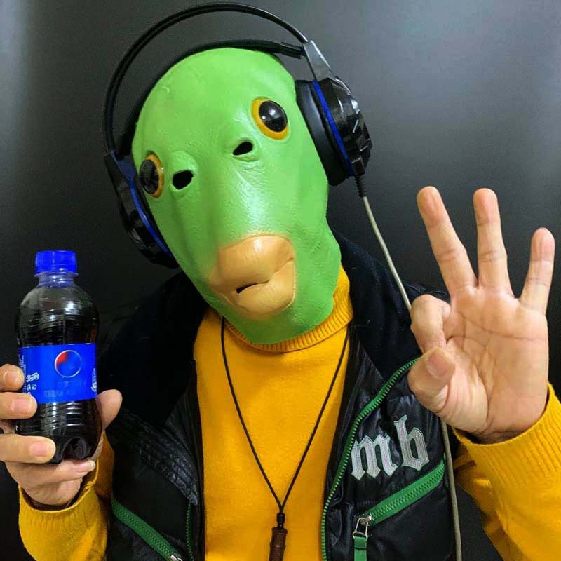 抖音网红同款绿鱼头头套动物绿鱼人面具搞笑恶搞整蛊沙雕头套