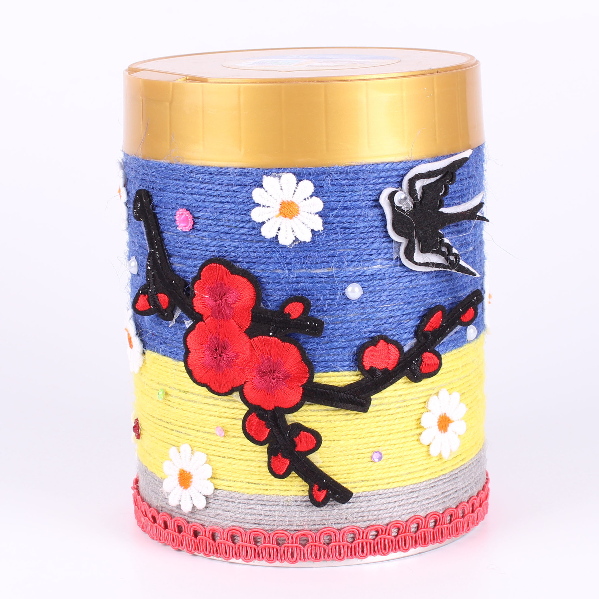 麻绳瓶子奶粉罐diy手工废物利用收纳装饰幼儿园创意花瓶制作材料