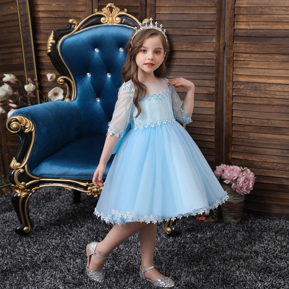 儿童公主裙欧美蓬蓬礼服裙夏季网纱裙女花童装幼儿园演出服婴幼童