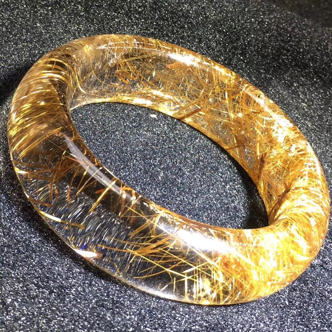 天然钛晶顺发发晶 钛晶板钛金发晶 金发手镯猫眼手链加宽版手镯