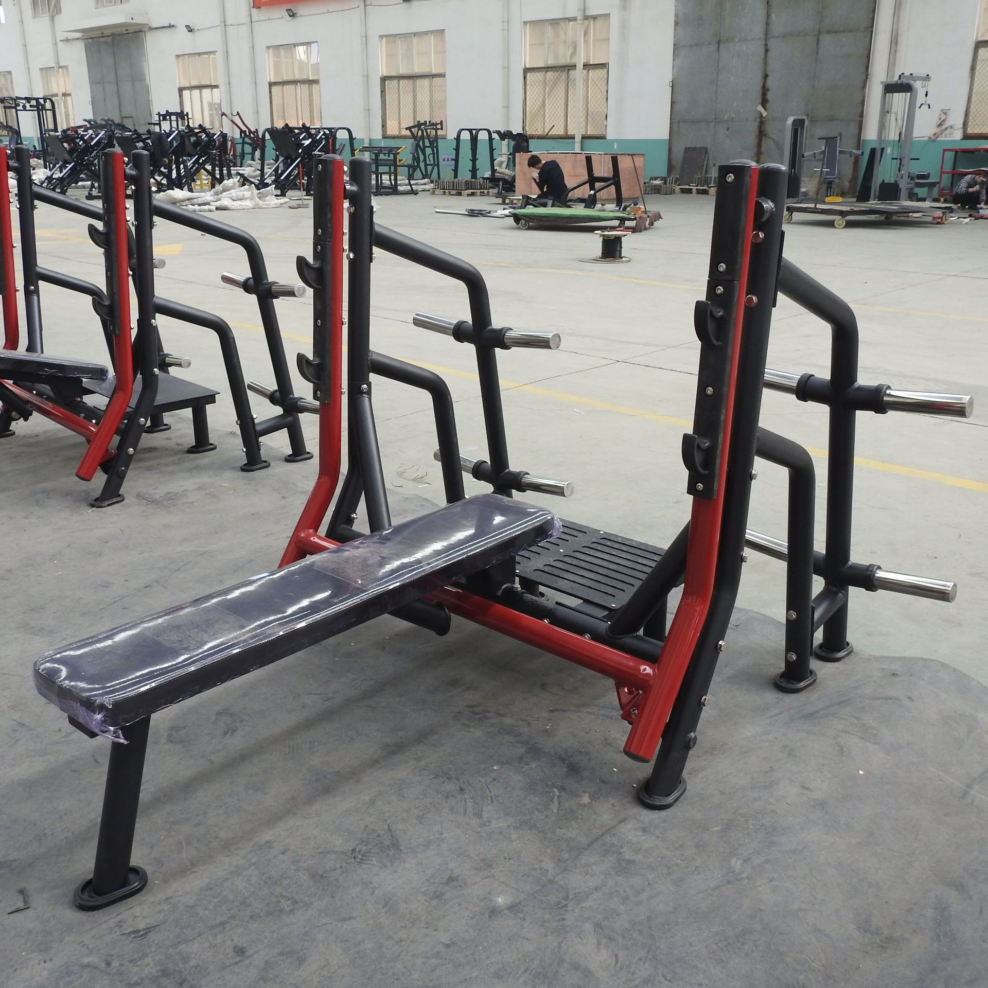 新款圆管平卧推胸训练器 水平推举椅卧推架自由力量推胸健身器材