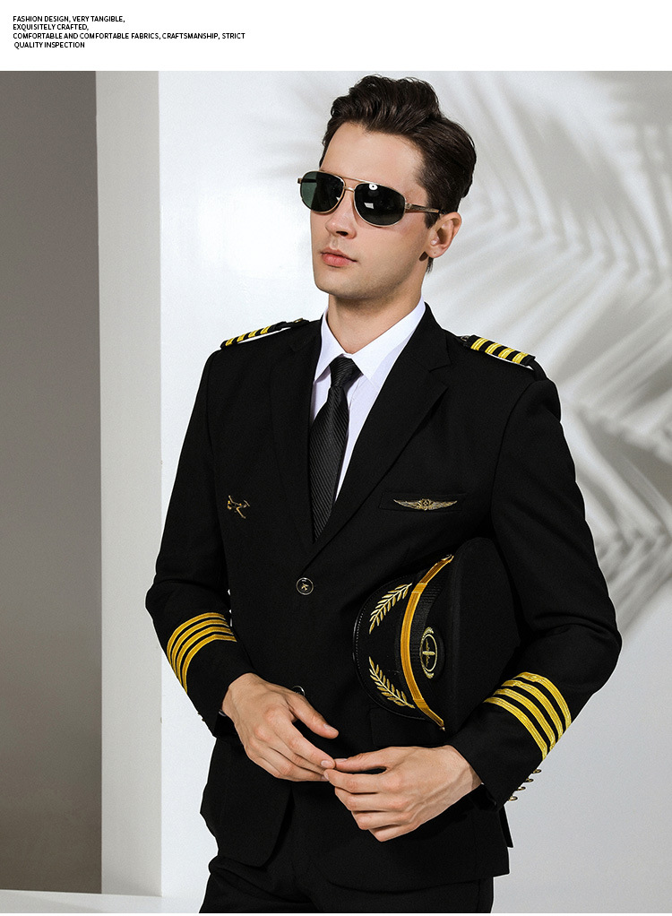 空少制服外套男飞行员服装机长制服男空军西装演出服海军常服秋季