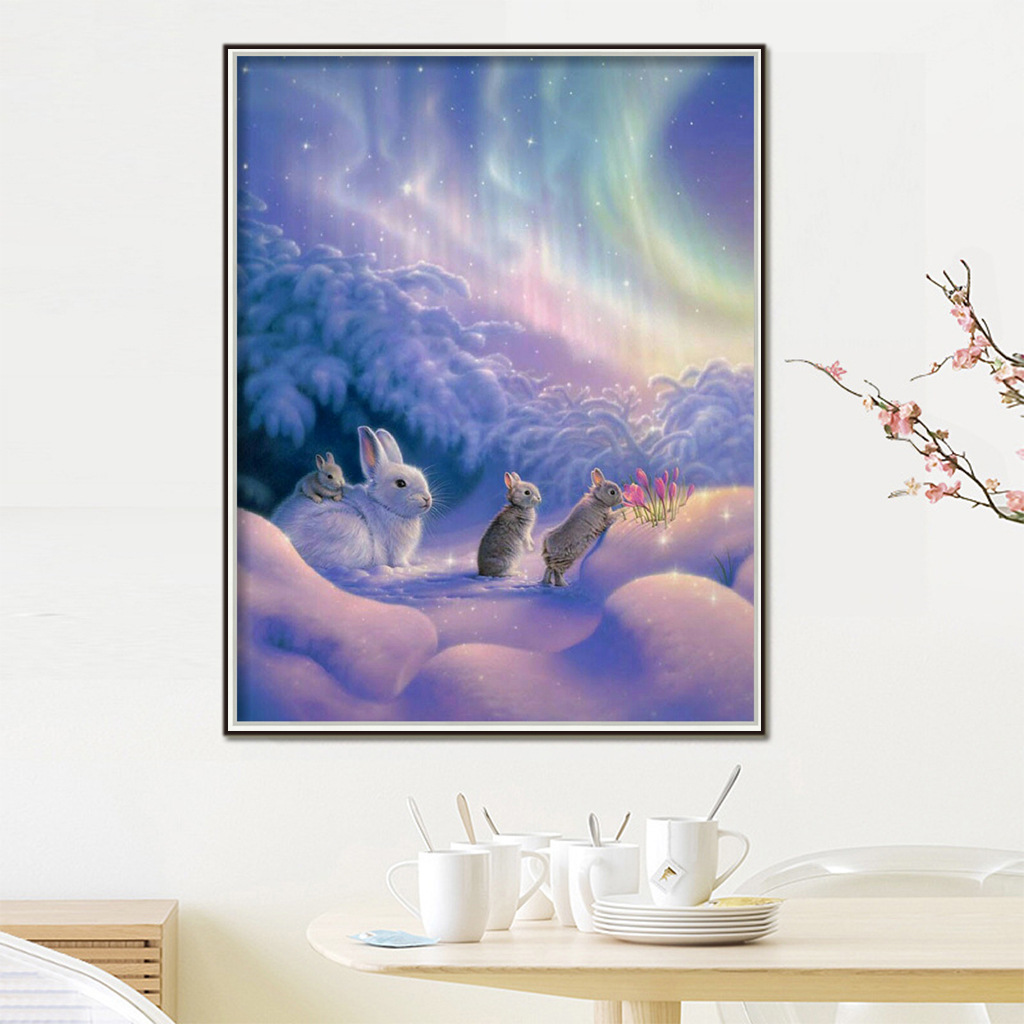 新款diy钻石画 星空下的兔子点钻十字绣装饰画满钻 跨境专供