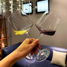 纯手工方形勃艮第红酒杯ins水晶高脚杯 创意个性家用葡萄酒杯定制