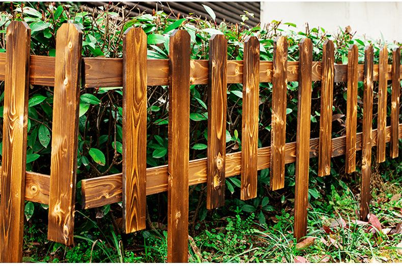 碳化防腐木栅栏围栏户外庭院花园草坪围栏园林插地小篱笆实木护栏