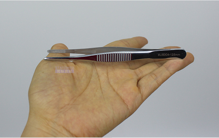 304不锈钢敷料镊 消毒换药辅料镊子 外科组织镊牙科镊带齿钩镊子