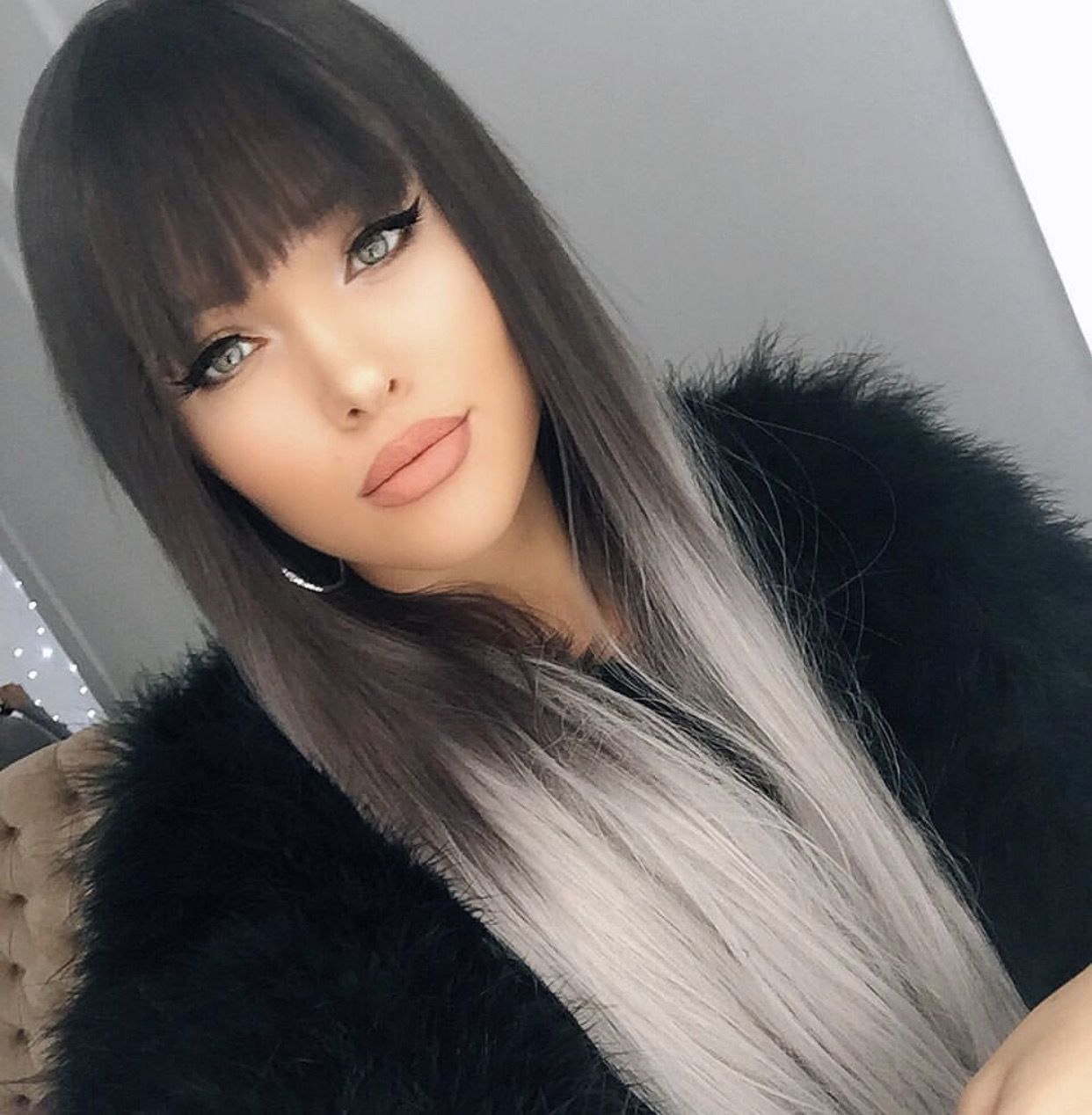 欧美热销假发头套 齐刘海米白色齐腰长发全机制化纤 跨境假发批发