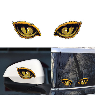 aliauto 2x有趣3d猫眼汽车贴纸车窗后视镜盖反光贴花10x8cm-阿里巴巴