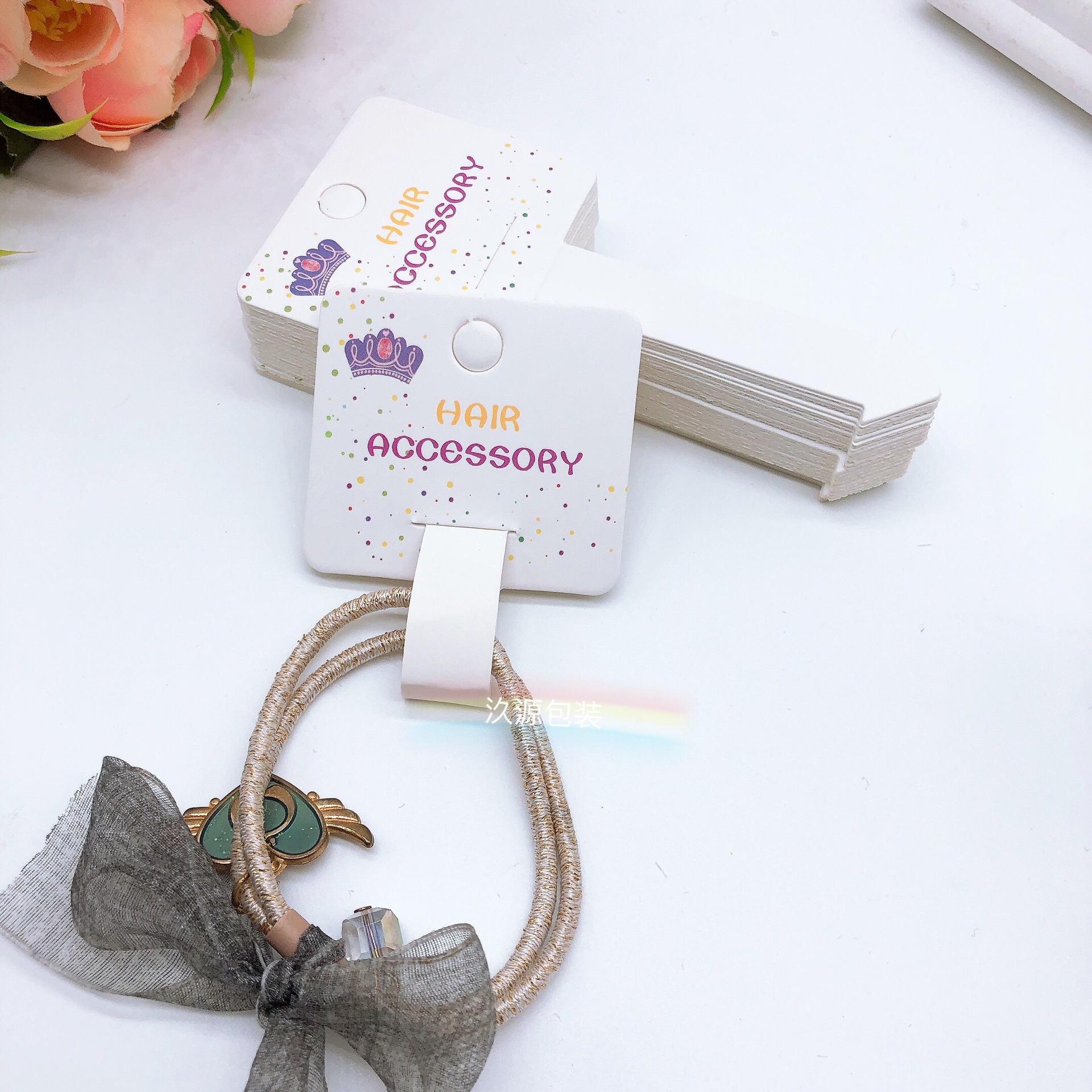 新款流行饰品卡纸包装卡片儿童弹力发圈头饰饰品卡纸皮筋头绳吊卡