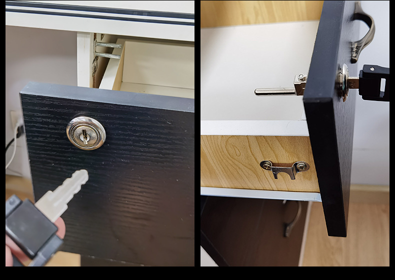 正品办公文件柜家具锁抽屉锁 侧面三连锁一锁三联动锁带安装配件