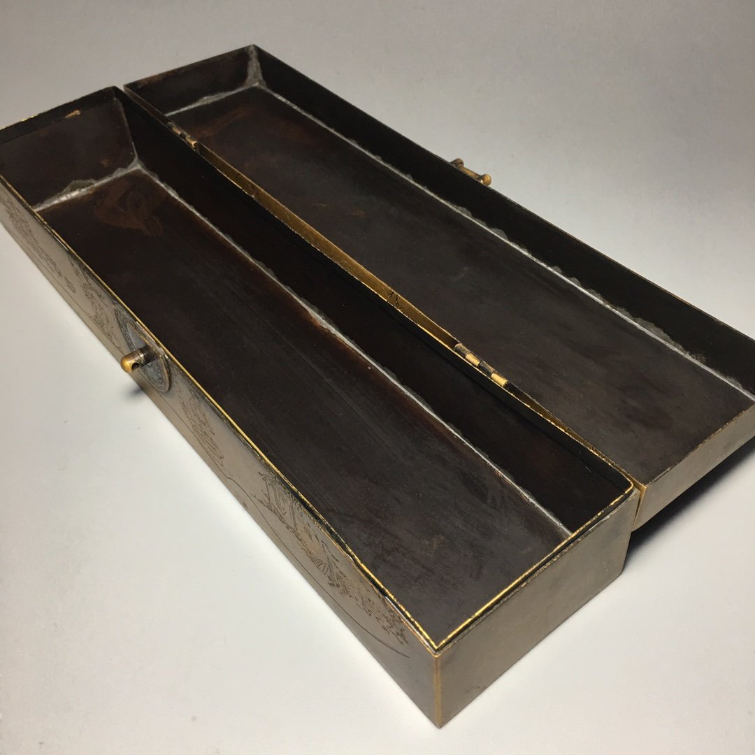 古玩杂项仿古做旧精工雕花老铜饰盒古朴高雅黄铜箱盒混批厂