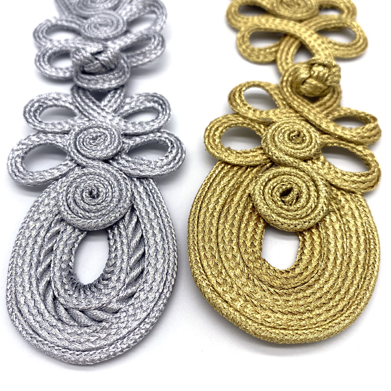 柏熙金银丝水滴扣大盘扣经典金银色舞台服制服大衣旗袍装饰盘扣