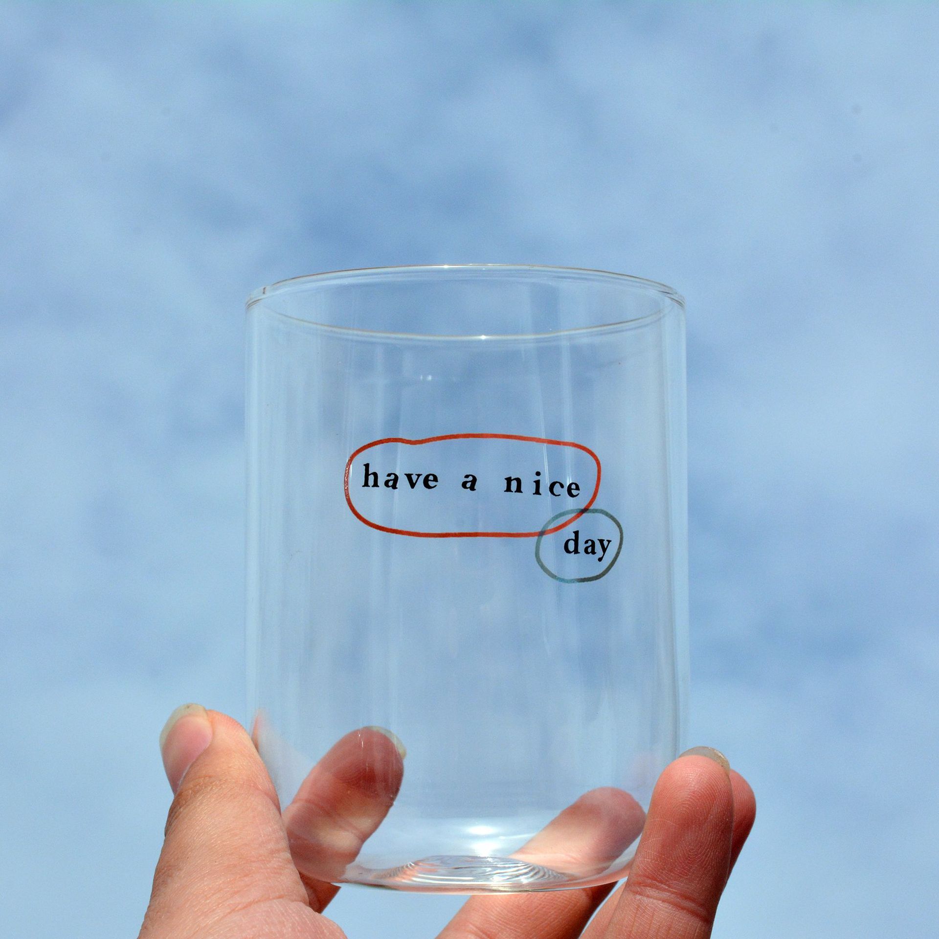 haveanicedayins风ondo同款韩版可爱少女心英文字母玻璃水杯