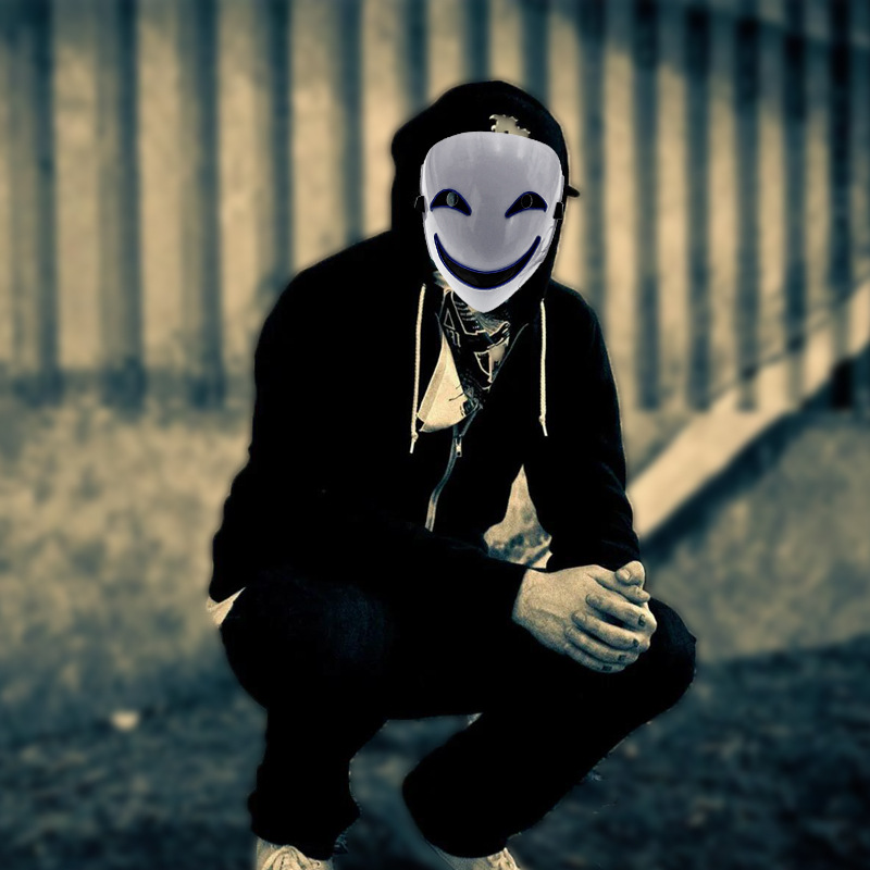 led发光漆黑的子弹蛭子影胤面具装扮鬼脸发光小丑塑料黑之契约者