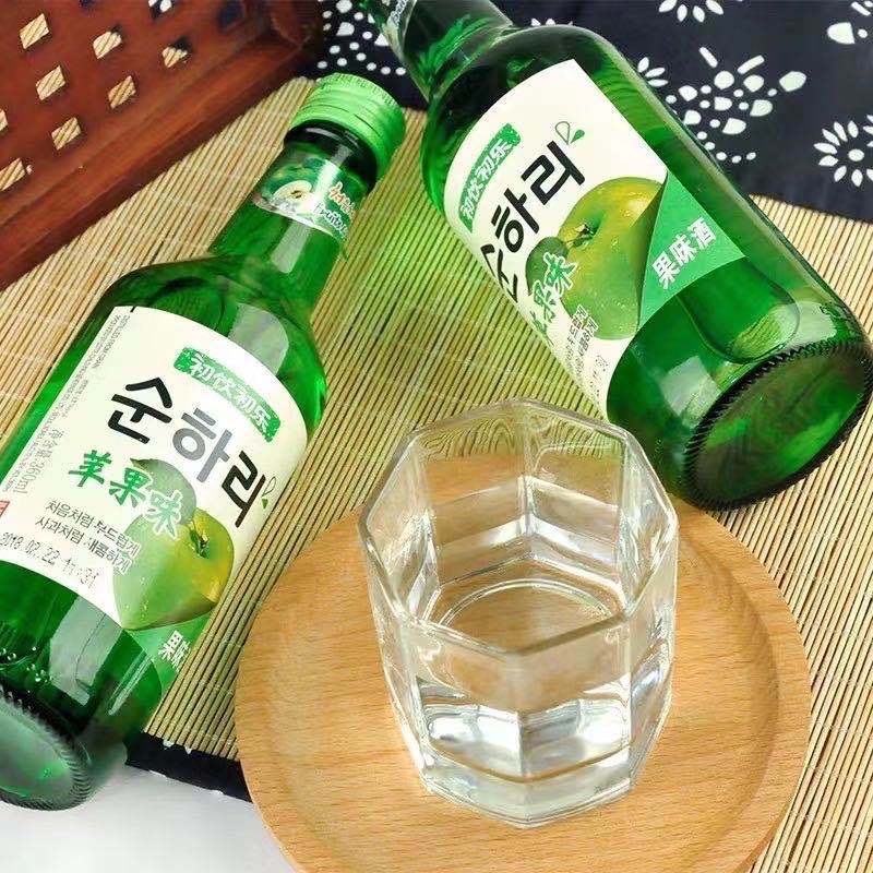 韩国乐天初饮初乐烧酒柚子味桃子苹果桃子水果味顺合利清酒360ml