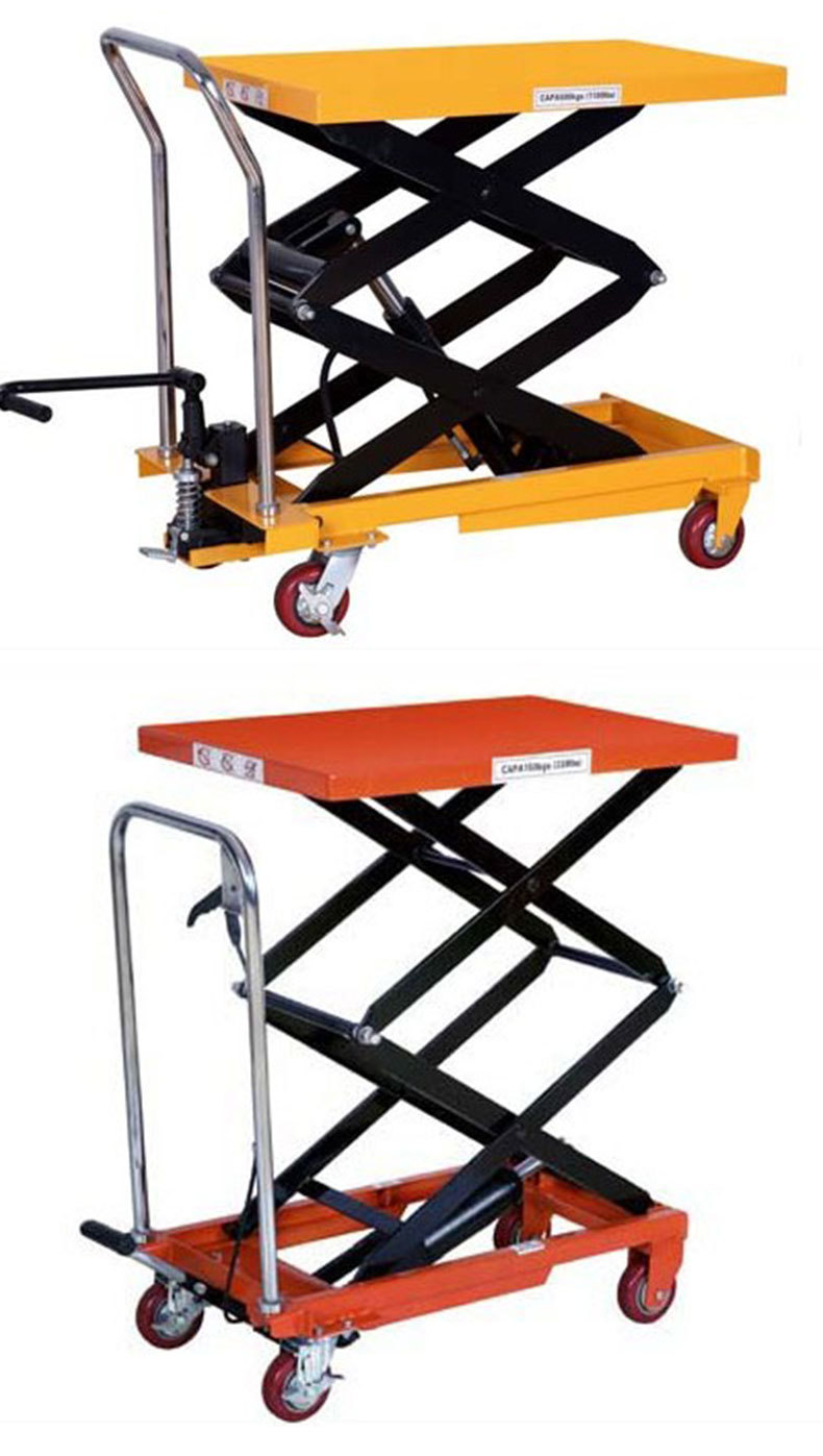 定制液压平台车手动升降机 升降平台车500kg草坪移动盆景搬运车