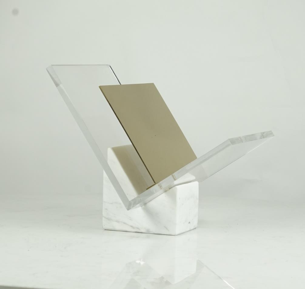 现代简约大理石亚克力书架书档书报夹摆件杂志架售楼处软装饰品
