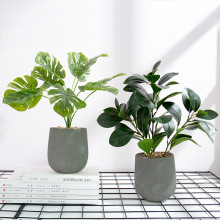 北欧家居仿真植物水泥盆栽假绿植装饰室内客厅摆件盆景摆设燕