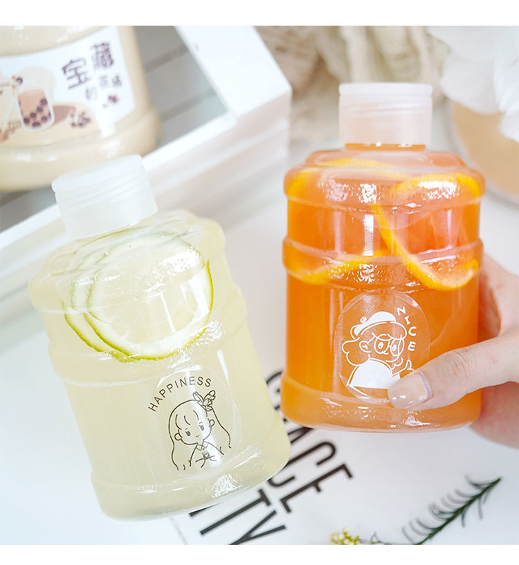 创意网红奶茶瓶 胖胖水桶瓶子一次性塑料外卖果汁杨枝甘露打包桶