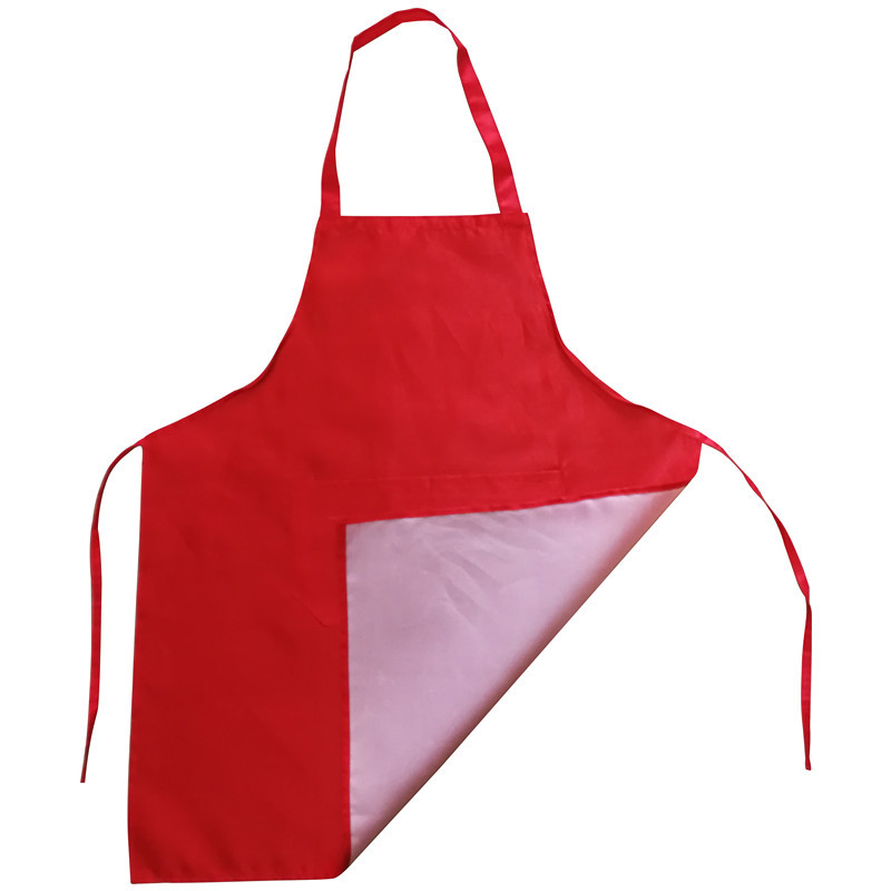 厂家围裙制做印logo大红纯色桃皮绒双折边挂带可小量制作广告围腰