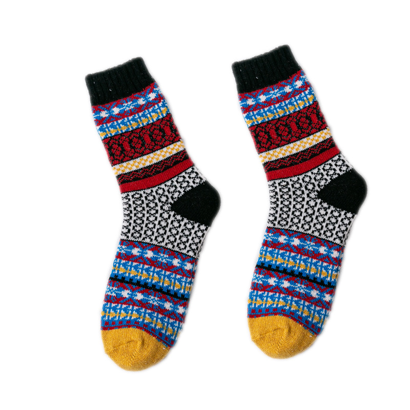 Winter New Amazon Foreign Trade Socks Men's Rabbit Wool Socks Extra Thick Coarse Yarn Ethnic Style European and American Women's Socks