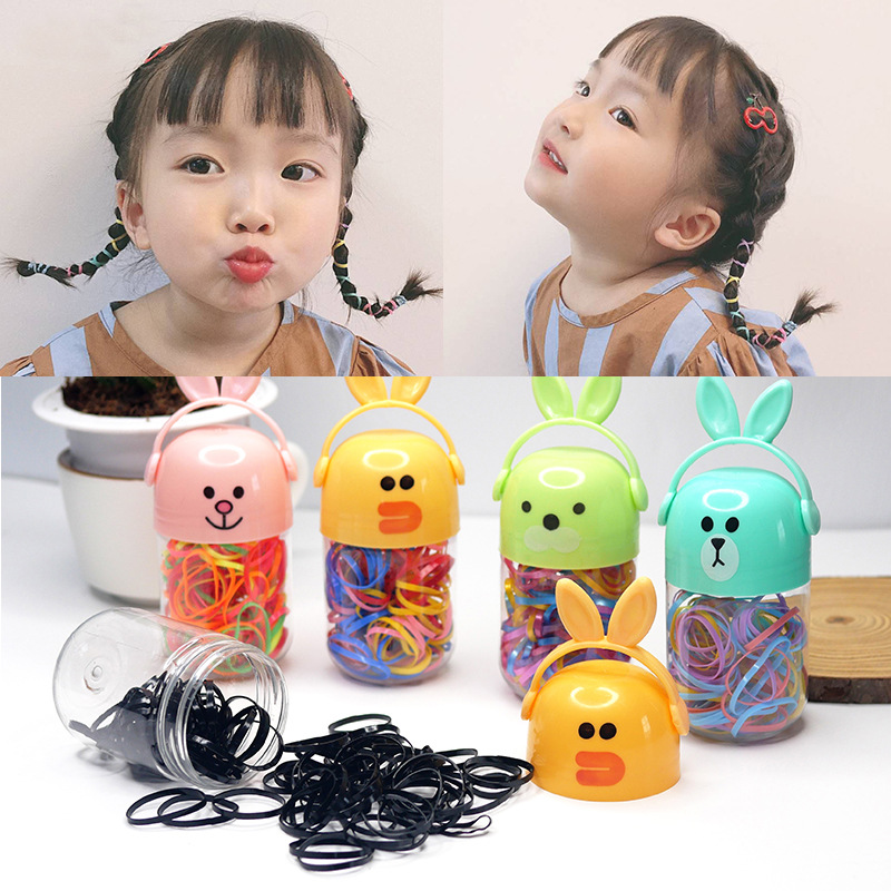 Qiangla Constantly Disposable Children Does Not Hurt Hair Rubber Bands Color Baby Hairband for Tying up Hair Cute Cartoon Canned