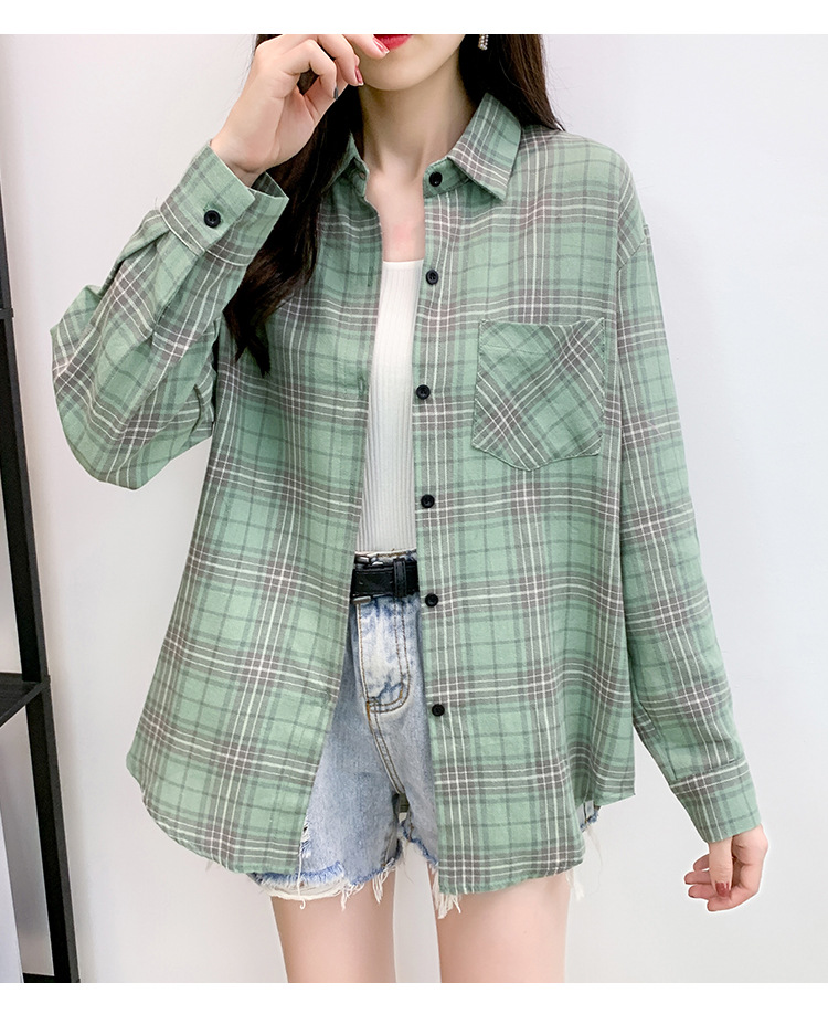 格子衬衫外套女装外穿春秋季2020新款百搭复古港味韩版宽松上衣潮