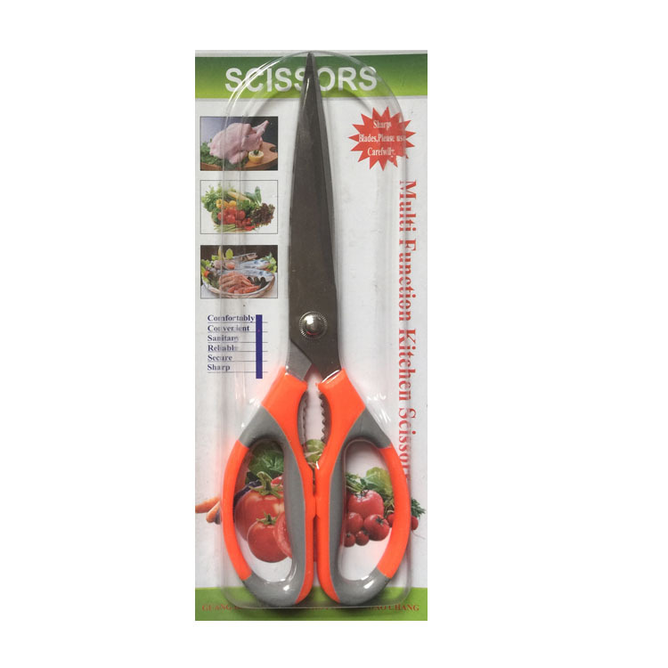 Supply 10-Inch Two-Color Multi-Functional Household Kitchen Scissors Stainless Steel Scissor HY-5003A Black Orange