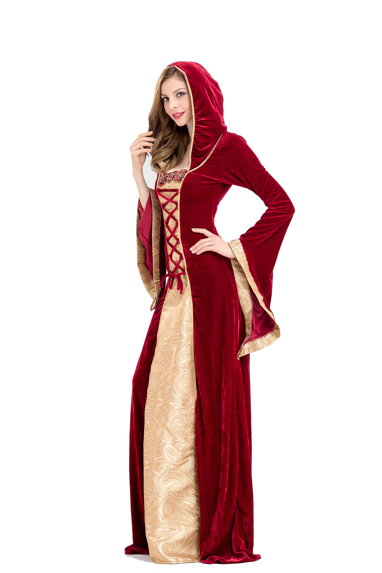 万圣节欧洲复古宫廷长裙小红帽连衣裙 女王皇后歌剧话剧摄影服装采购