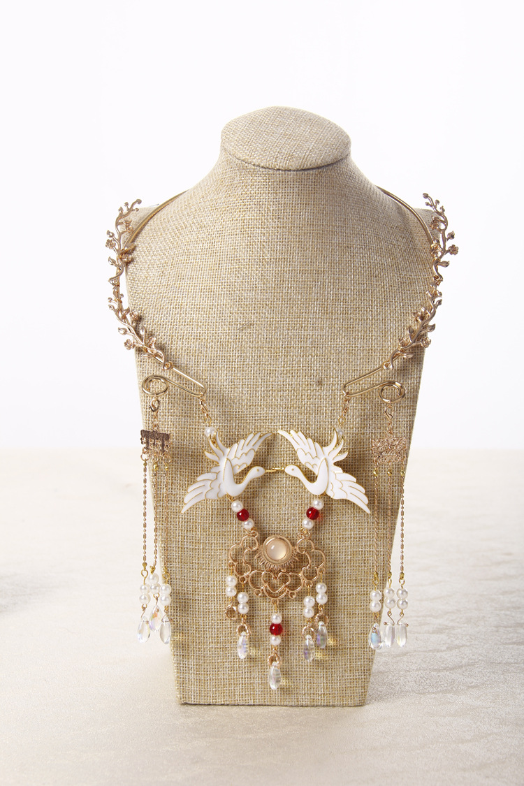 原创设计古风汉服明制坦领璎珞项圈唐风古装宋制流苏珍珠项链颈饰