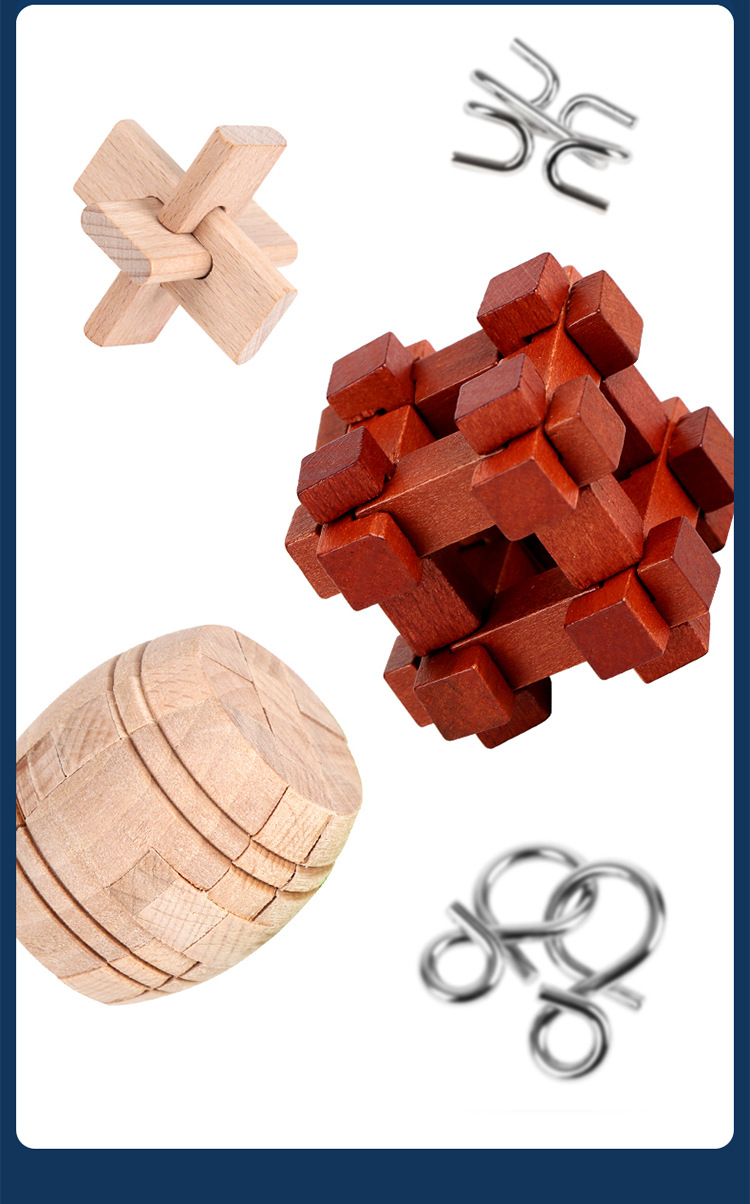 米米智玩 智力套装六合一 成人儿童益智解锁孔明锁 解环解锁玩具