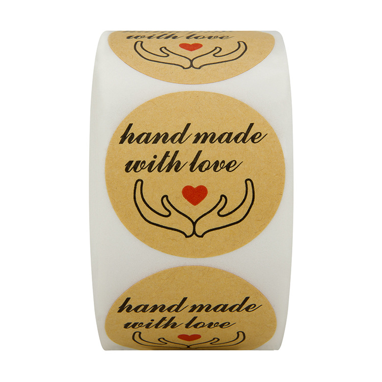亚马逊爆款hand made with love手工制作封口圆25mm信封标签贴纸