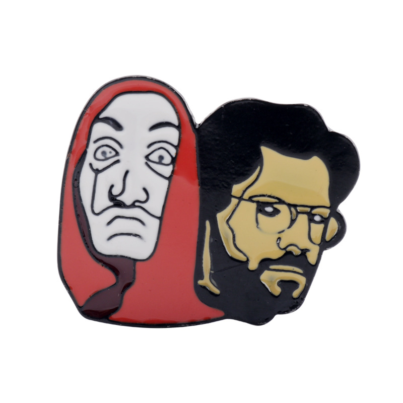 影视周边 纸钞屋胸针 la casa de papel教授达利面具滴油合金徽章