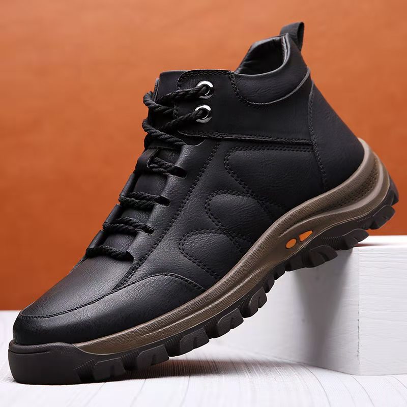 皮鞋男2020新款男鞋保暖秋冬休闲皮鞋男户外运动防滑登山鞋子男