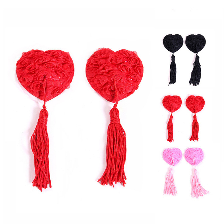 情趣乳贴 流苏圆形硅胶乳头贴调情女式胸贴闺房雅趣 性感小玫瑰