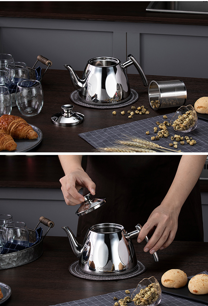 德国othello欧德罗 不锈钢烧水煮泡茶茶壶茶隔滤网长嘴出水流畅