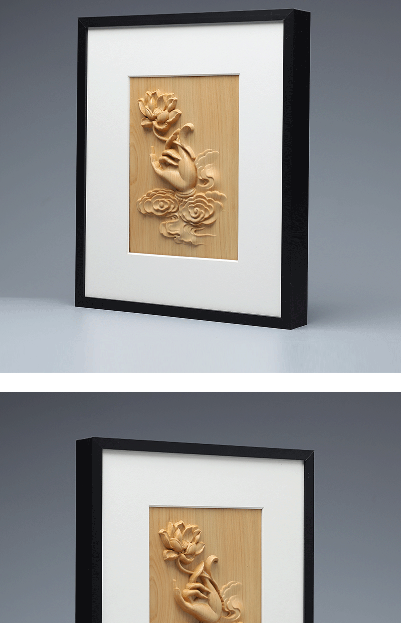 崖柏木雕佛手莲花雕刻画工艺品红木装饰画摆件送礼办公收藏品批发