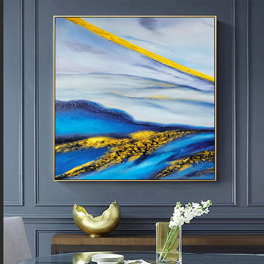 纯手绘油画轻奢金箔立体石来运转抽象新中式客厅餐厅办公室装饰画