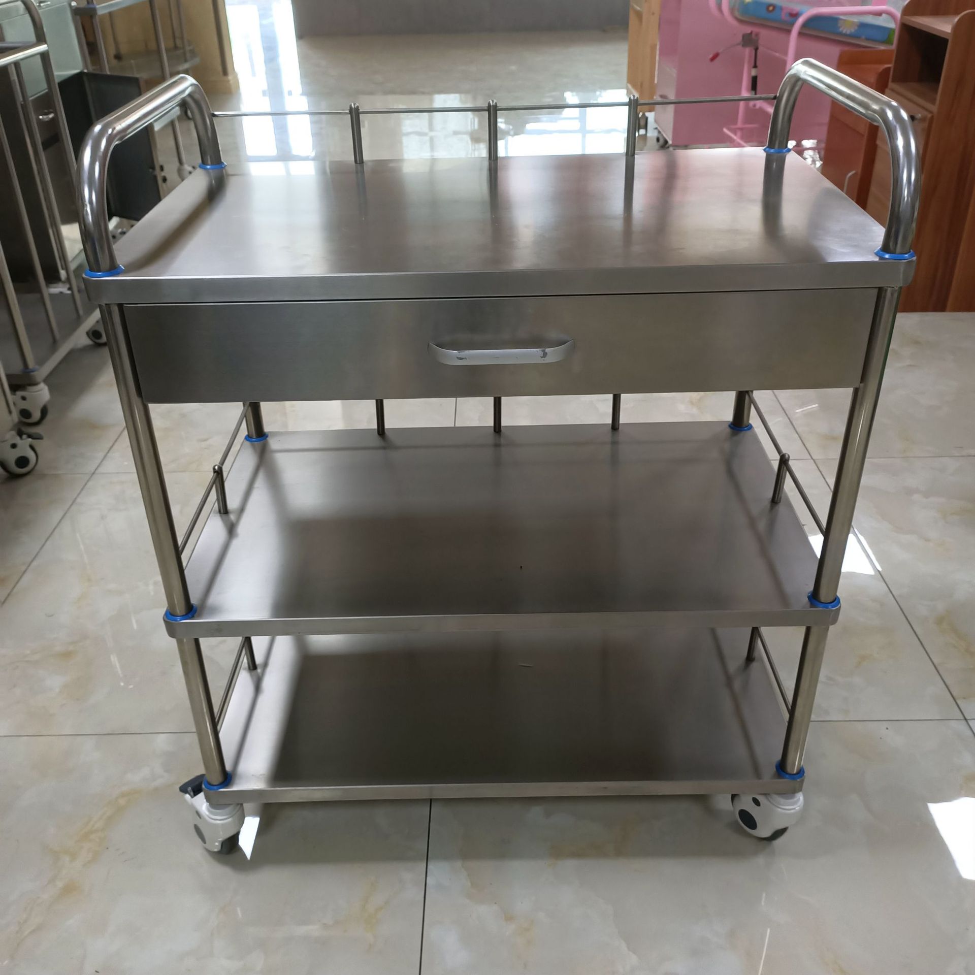 医用两层三层器械台车 带抽屉治疗车医院不锈钢治疗推车