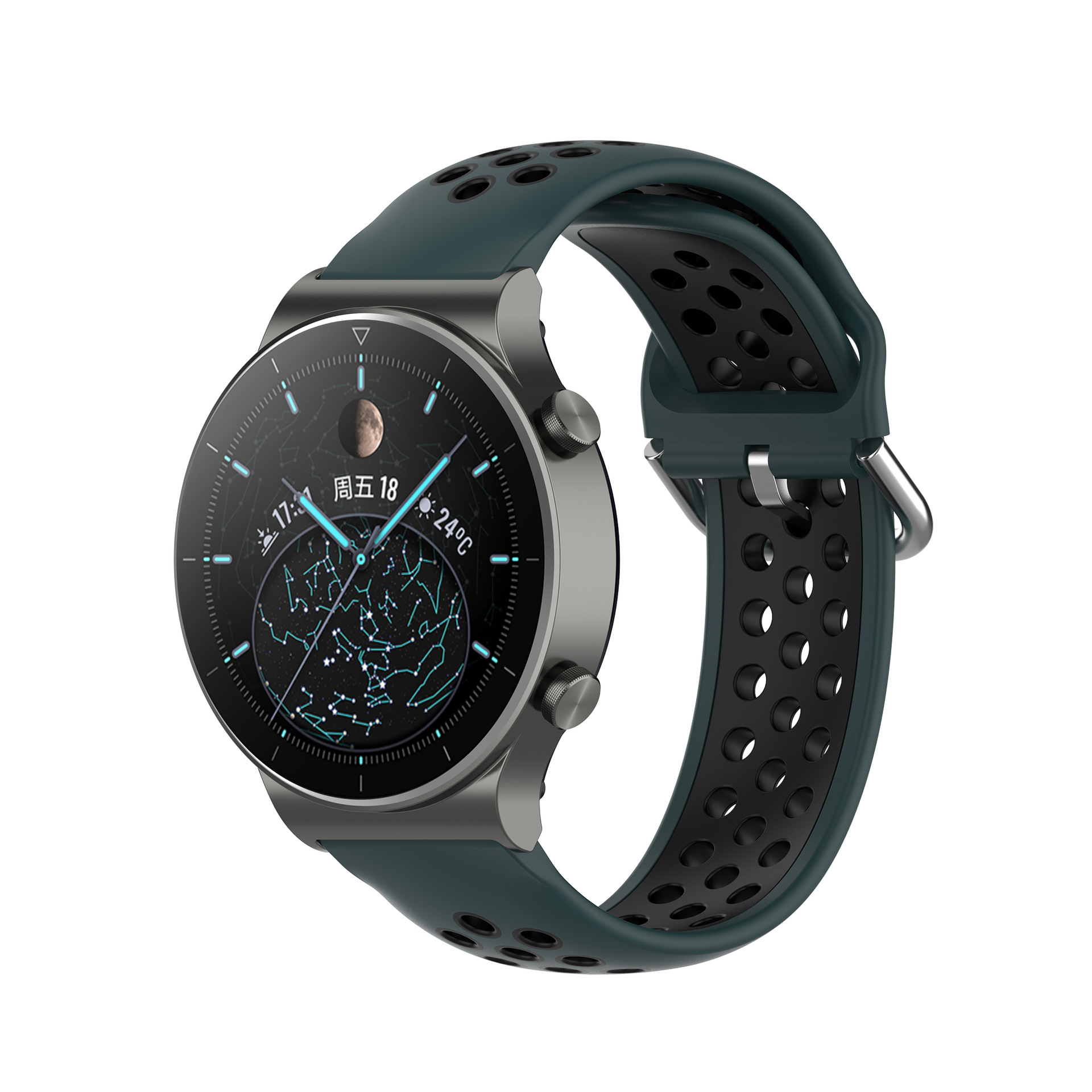 适用华为watch gt2 pro手表硅胶表带新款扣式运动22mm双色腕带