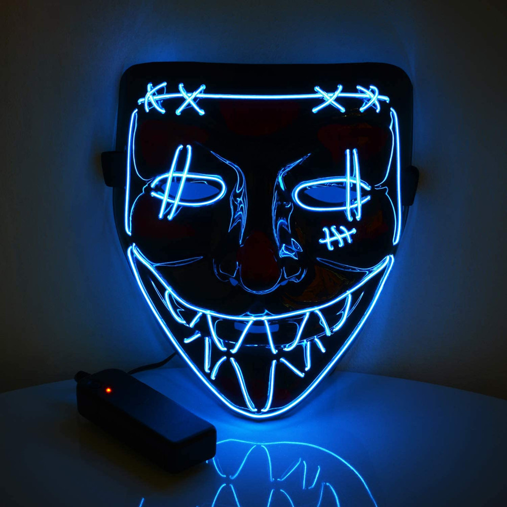 小丑回魂2圣诞老人发光cosplay面具mask恐怖万圣节led假发v字面罩