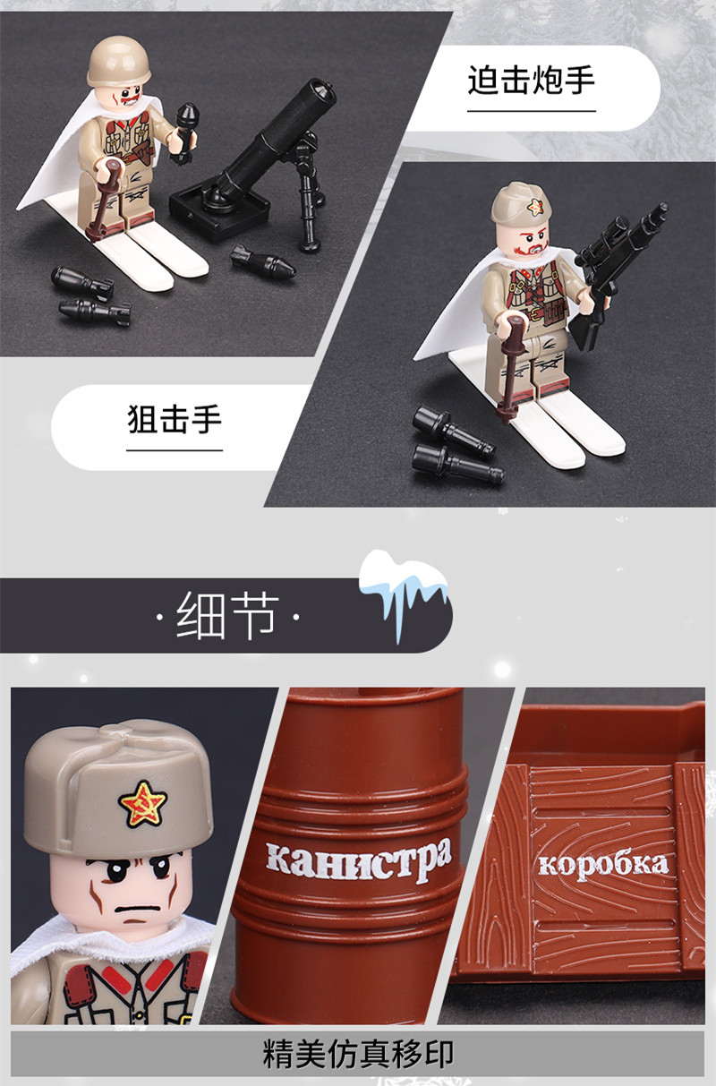 迪龙新款军事人仔d71022 斯大林格勒保卫战积木人仔6款 儿童玩具