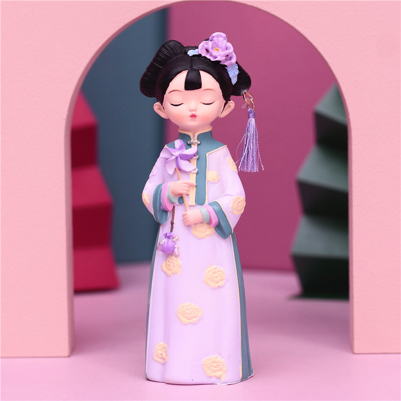 俏格格人偶娃娃古代中国风小礼物北京纪念品手工绢人玩偶摆件