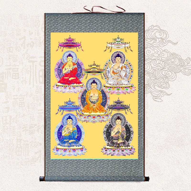 五方佛画像唐卡坛城挂画宝相毗卢遮那阿弥陀佛阿閦不空成就佛卷轴